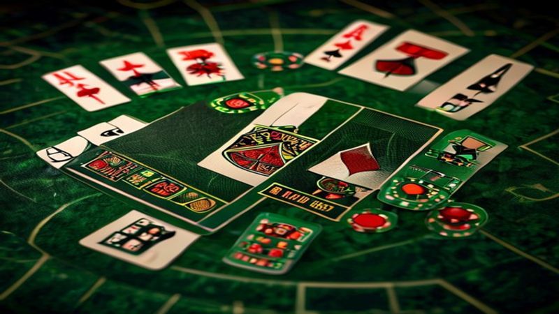 Bàn Blackjack live với hai tay bài và lá lộ của dealer
